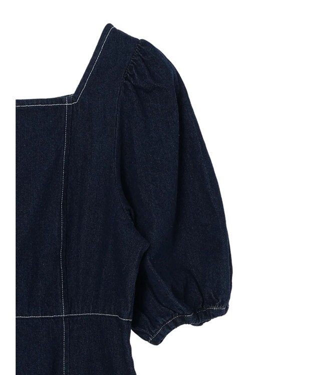 earth music&ecology スクエアネックデニムワンピース Dark Indigo