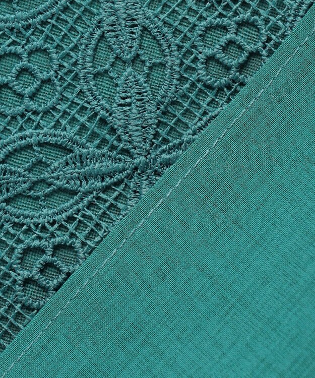 自由区 S ジオメトリックレース ブラウス ターコイズ