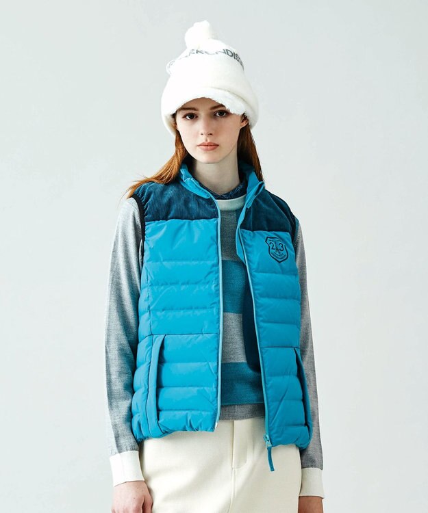 23区GOLF 軽くて暖か！【WOMEN】【ストレッチ・撥水】ダウンベスト ピーコックグリーン系