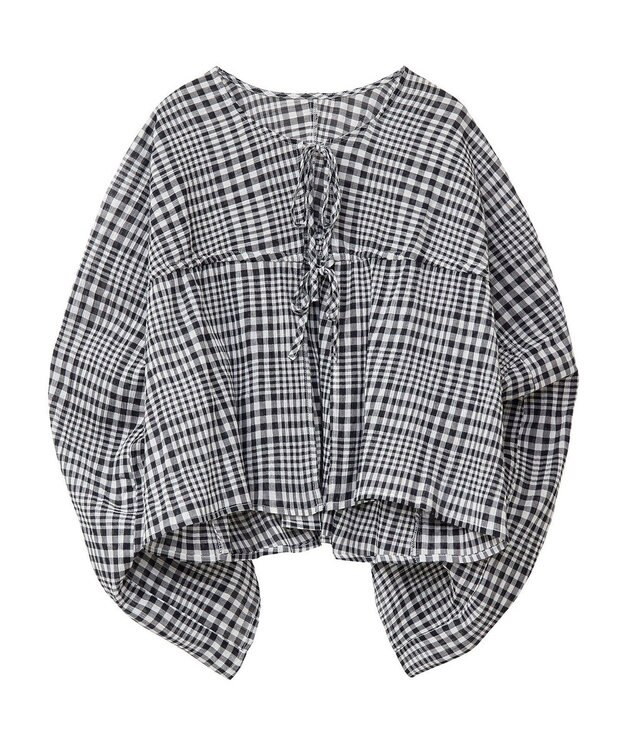 earth music&ecology ワッシャードロスト羽織りシャツ Check Black