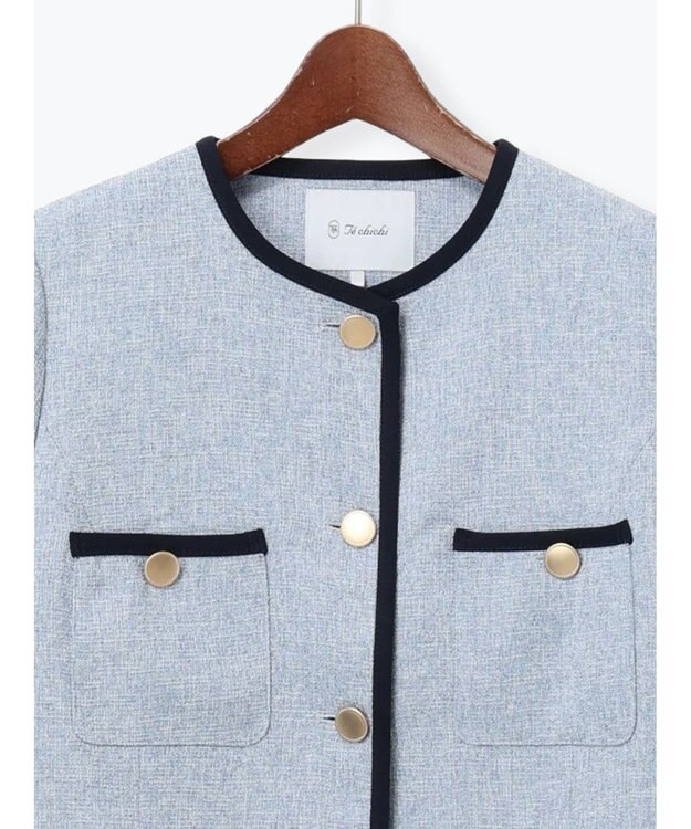 Te chichi ライトツイードバイカラージャケット《2026 spring catalog item》 ブルー