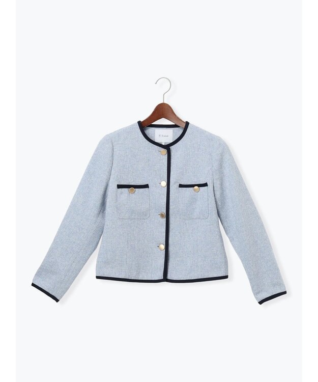 Te chichi ライトツイードバイカラージャケット《2026 spring catalog item》 ブルー