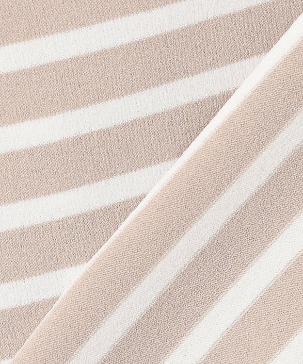 23区 L 【新色追加/洗える】レーヨンポリエステルストレッチ プルオーバー ニット ベージュ×オフ