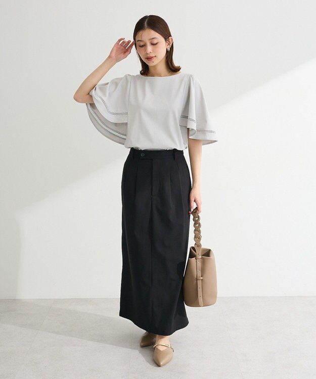 Green Parks イージーケアタック入りスカート Black