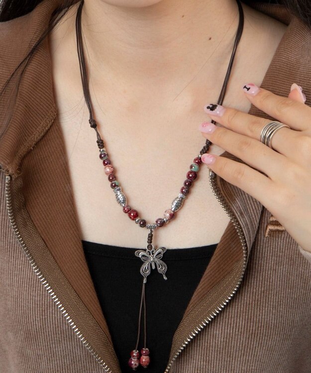 WEGO Lバタフライビーズネックレス 柄2