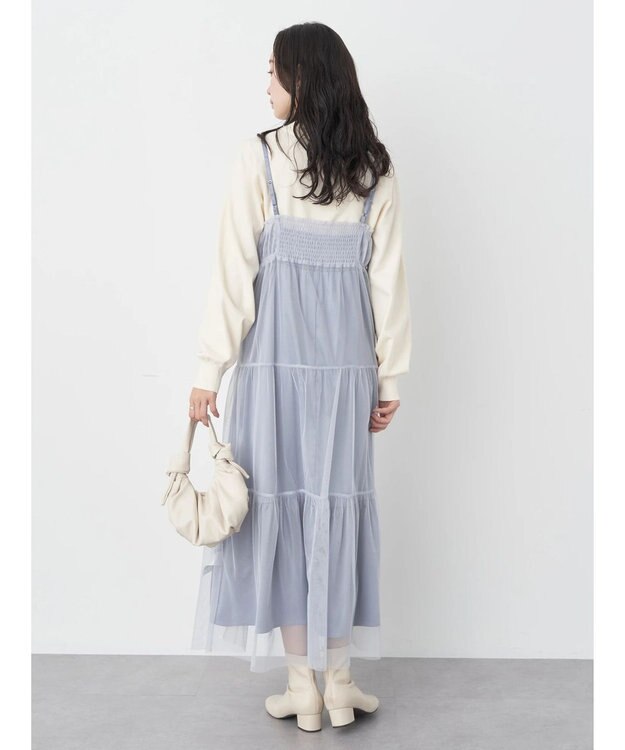earth music&ecology ＳＥＴ２点ティアードペチドレス＋チュールワンピース Blue