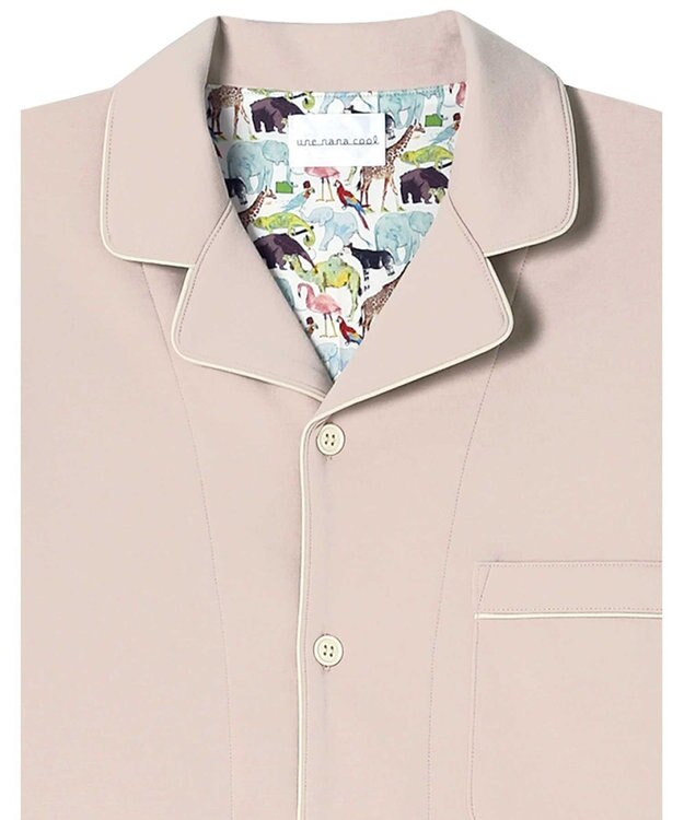 une nana cool 【綿混】ハイゲージダブルエアー メンズ長袖開襟 MADE WITH LIBERTY FABRIC ベージュ