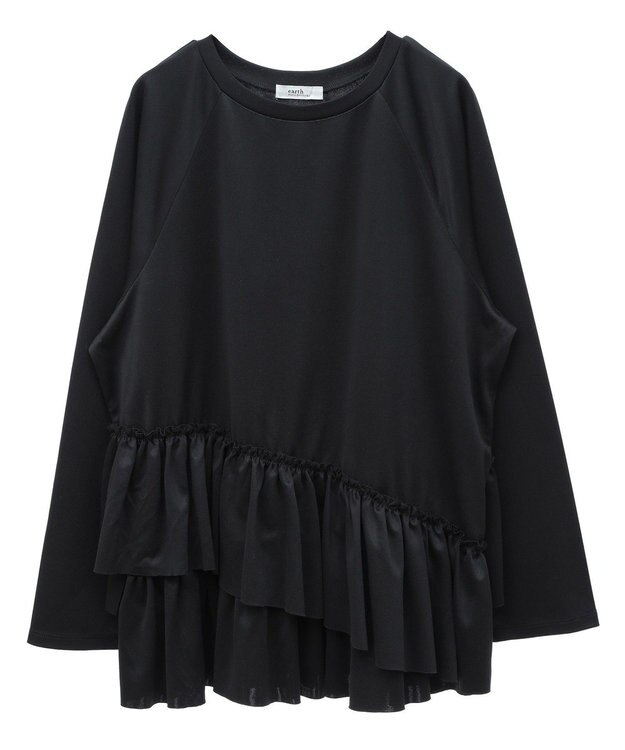 earth music&ecology フリルヘムプルオーバー Black