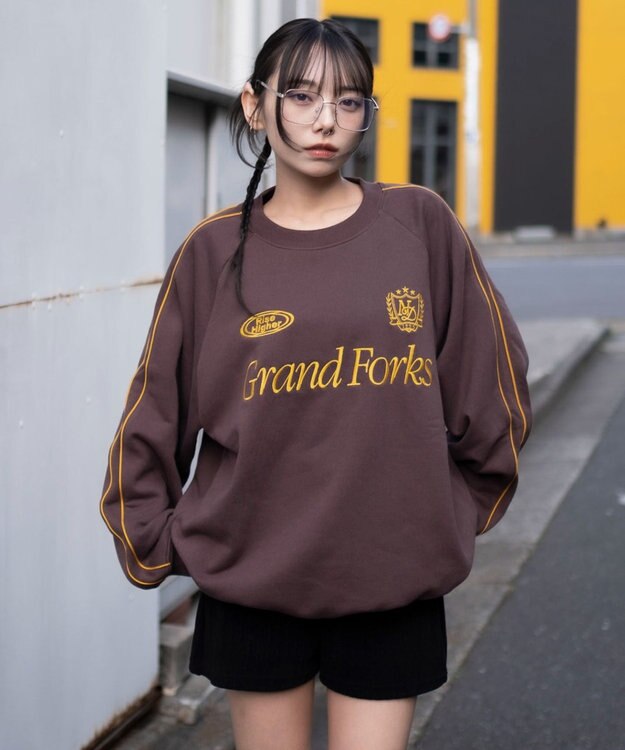 WEGO 【ユニセックス着用ITEM】ショートドロストラインプルオーバー ブラウン