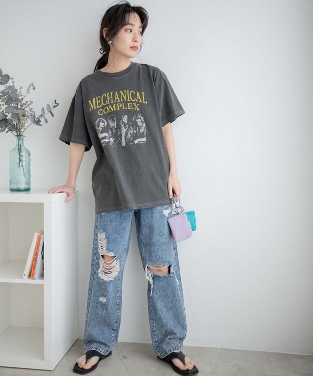 WEGO ヘビークラッシュローライズパンツ デニム中濃加工色