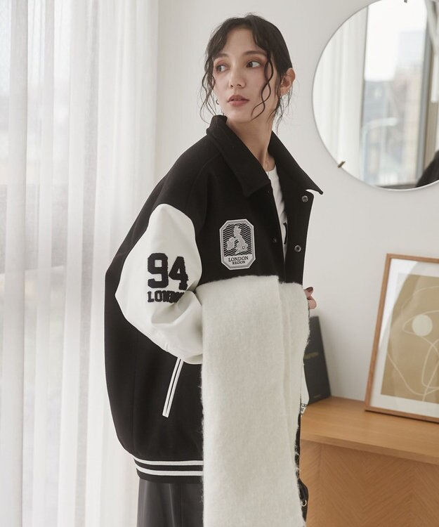 WEGO 【ユニセックス着用ITEM/SMLサイズ展開】メルトンワッペンスタジャン ブラックその他