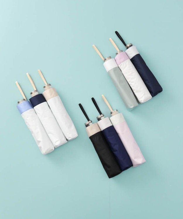 AURORA 【AURORA（オーロラ）】サマーシールド　バイカラー晴雨兼用傘（軽量・折りたたみ傘） ネイビー×シルバーホワイト