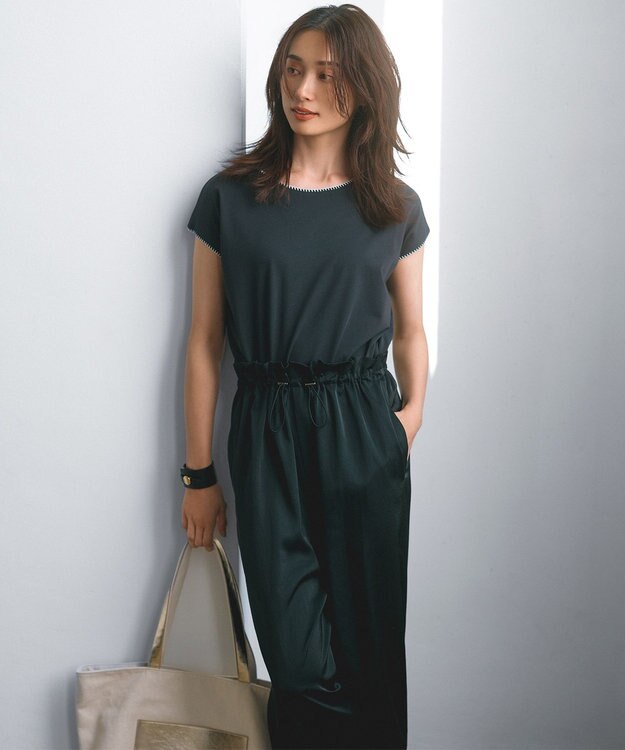 23区 S 【洗える】トリミングジャージー カットソー ブラック系