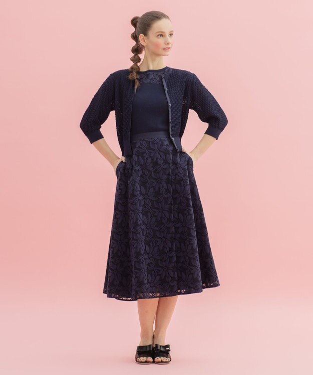 TOCCA 【洗える！】KNIT FLEURS カーディガン ネイビー系