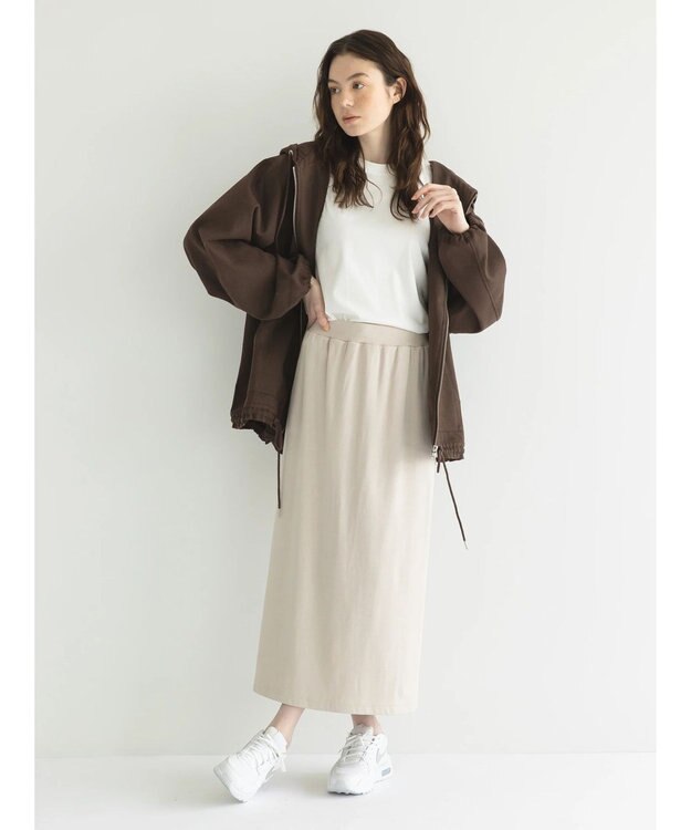 CRAFT STANDARD BOUTIQUE リブロングスカート Gray Beige