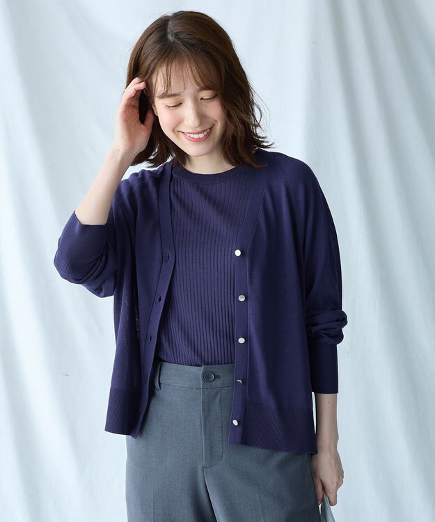 ANY 【2SET】ニットツインセット（半袖ニット＋Vネックカーデ） ロイヤル