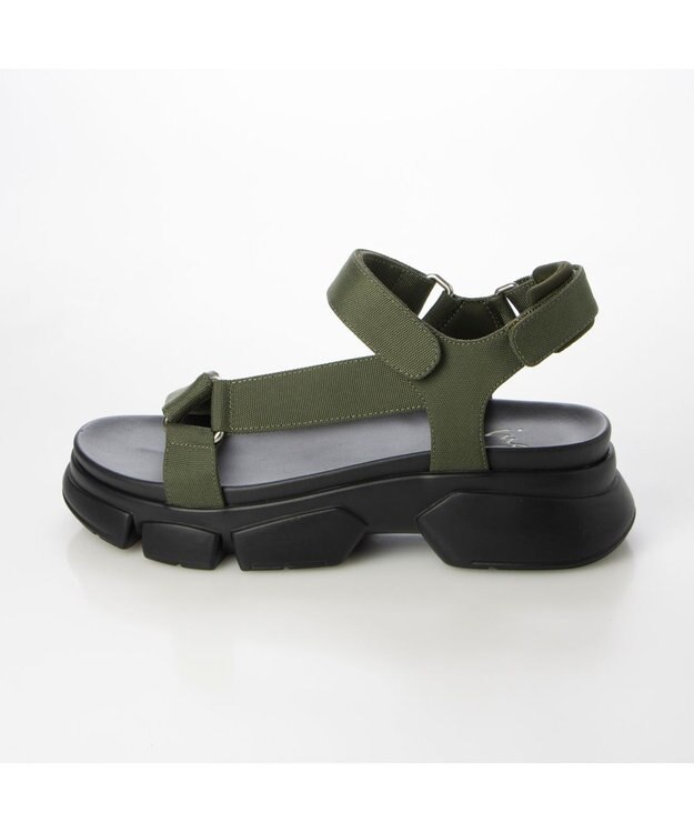 ing <ing>ボリュームソールスポーツサンダル カーキ