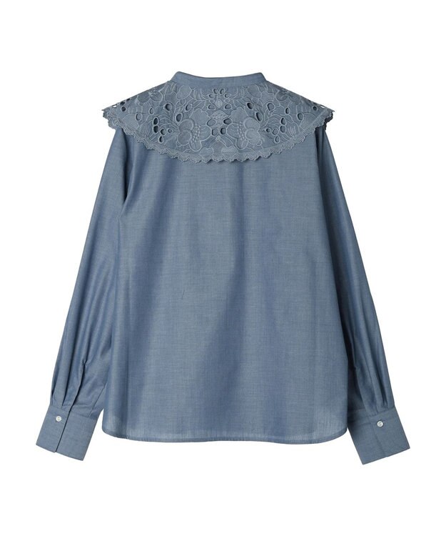 earth music&ecology ２ｗａｙ刺繍衿ブラウス Blue