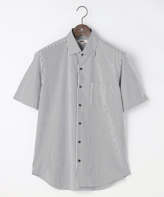 JOSEPH ABBOUD 【ジャージー素材・ストレッチ・イージーケア】コンパクトジャージーストライプシャツ ネイビー系1