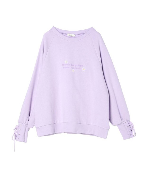 earth music&ecology 袖レースアップウラケプルオーバー Purple
