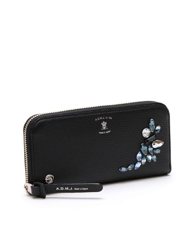 A.D.M.J. 【牛革】モーツァルト クリスタルソーイング ラウンドウォレット BK