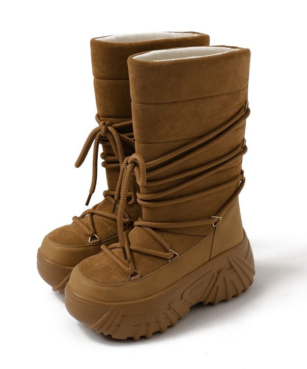 WEGO レースアップパテッドブーツ キャメル