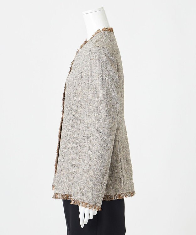 23区 【エステータ】リネンミックスツイード ジャケット キャメル系