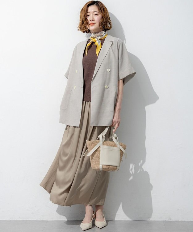 23区 【先行予約】VIOLAd'ORO アバカ レザーポケット 2WAY トートバッグ ホワイト系