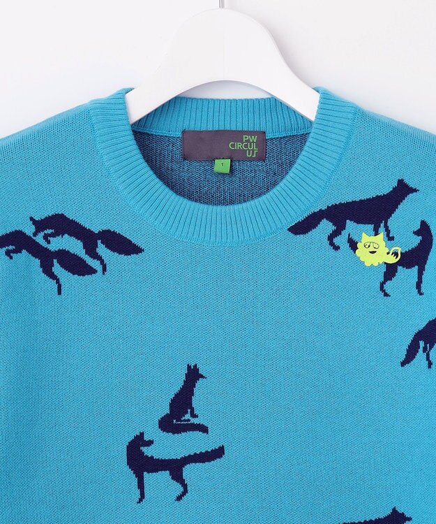 PW CIRCULUS 【こだわりシルエット/手洗い可】【WOMEN】フォックスモチーフニット ブルー系