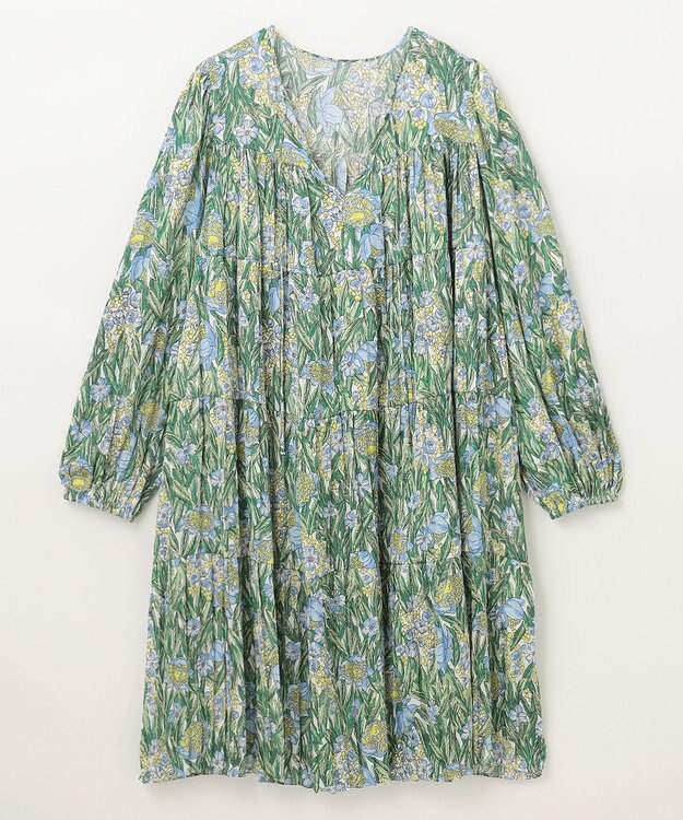 GRACE CONTINENTAL フラワープリントティアードミニワンピース グリーン