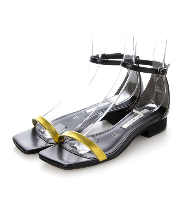 MODE ET JACOMO <MODE ET JACOMO>スリムストラップフラットサンダル イエローメタリック