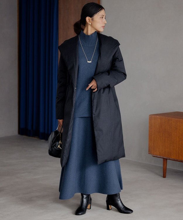 23区 【洗える】ウールカシミヤ ハイネック ニット ダルブルー系