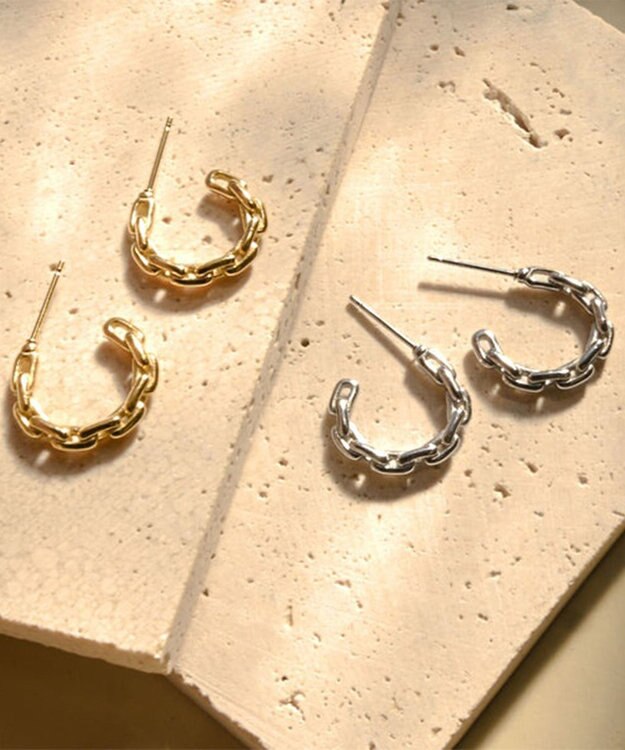 blancotokyo 【金属アレルギー対応】チェーンフープピアス GIUSTIZIA pierce ゴールド