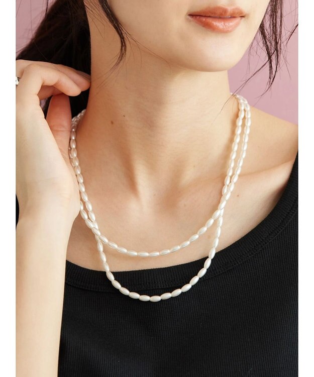 AMERICAN HOLIC ナツメパール２連＆メタルコイン３ＷＡＹネックレス Gold