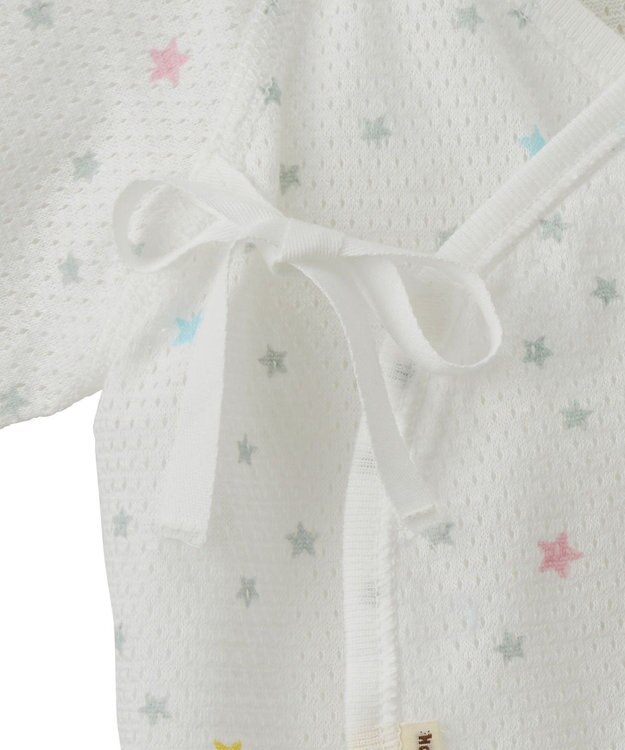 MIKI HOUSE HOT BISCUITS 【50-60cm】 メッシュ素材 総柄短肌着 白