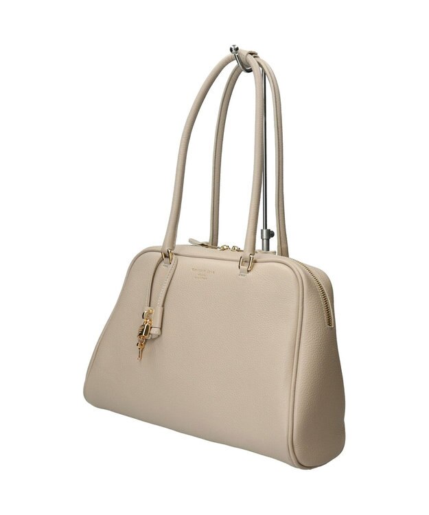 INTER-CHAUSSURES 【CHRISTIAN VILLA】チャーム付きシュリンクレザーハンドバッグ アイボリー