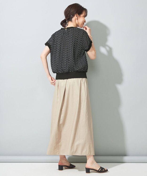 SHARE PARK LADIES 【洗える】リネンレーヨンコーティングウォッシュスカート ベージュ