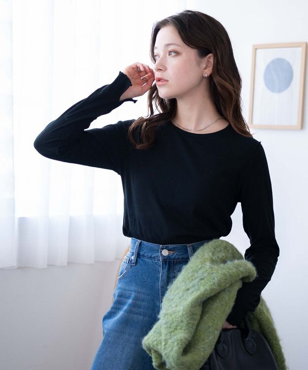 WEGO ソフトタッチクルーネックロンT ブラック