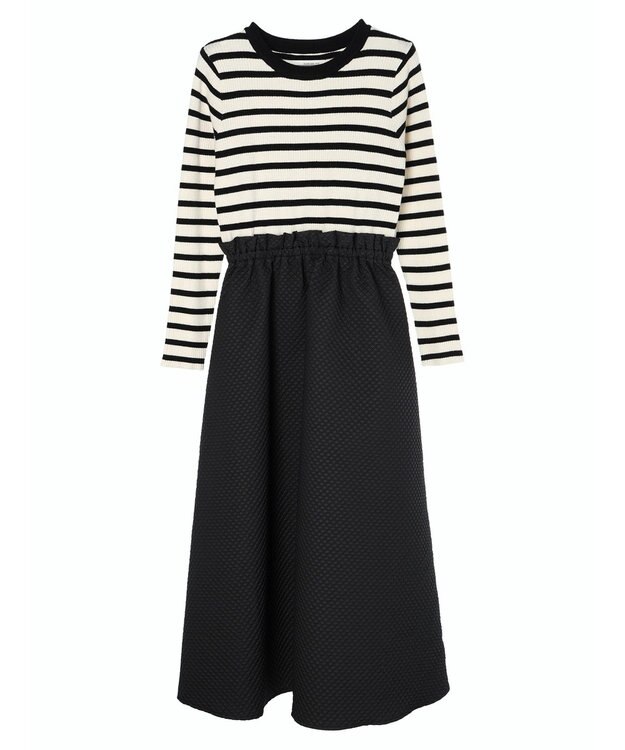 Green Parks ・ＥＬＥＮＣＡＲＥ　ＤＵＥニット＆ジャカードワンピース Border