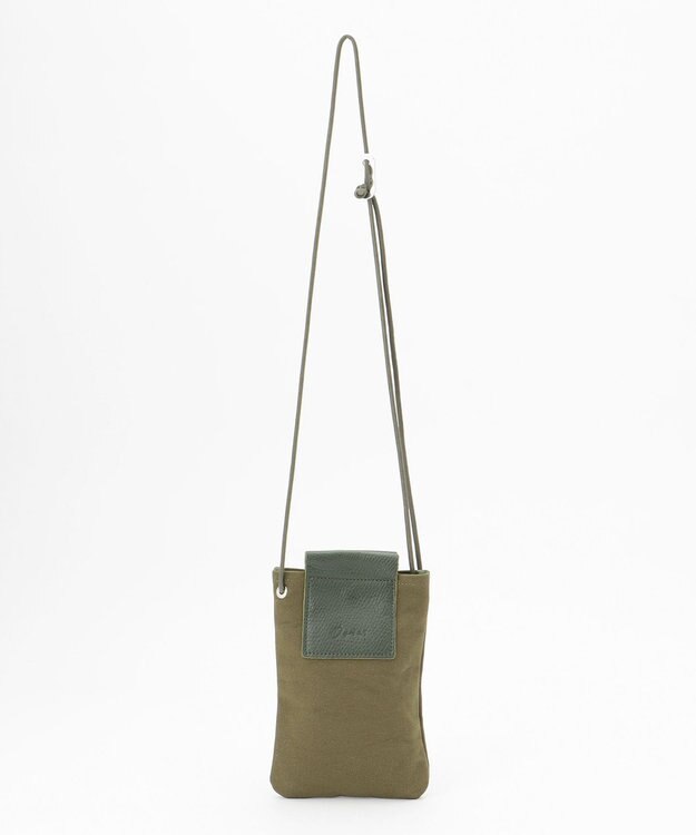 UNBILLION Otias 8号キャンバスシュリンクレザースマホショルダー カーキ