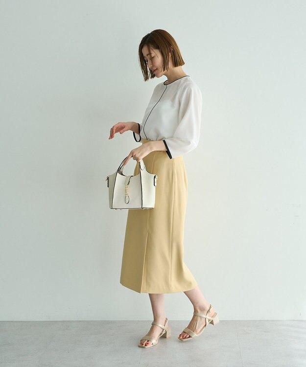 YECCA VECCA 配色パイピングブラウス Off White