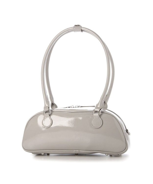 UNBILLION カシュカシュ cachecache / 横長エナメルボストン ライトグレー