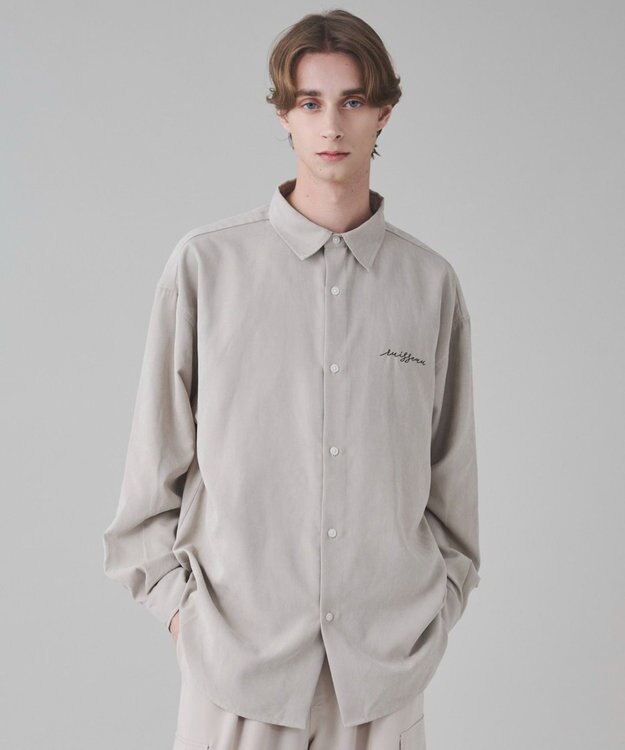 WEGO 【ユニセックス着用ITEM】フィブリルワンポイントBIGシャツ（長袖） ライトベージュ