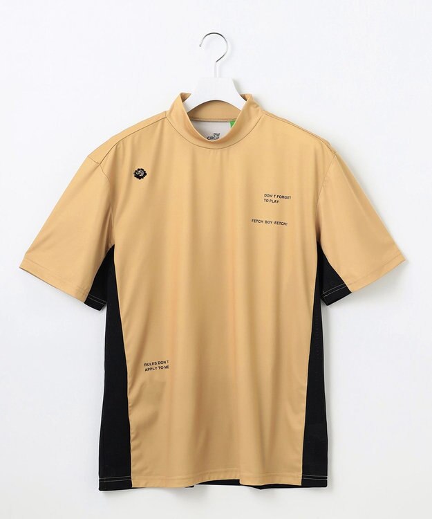 PW CIRCULUS 【吸水速乾 / UV遮蔽率96.3% UVカット / ストレッチ】【MEN】メッシュコンビモックネックT ゴルフ ベージュ系