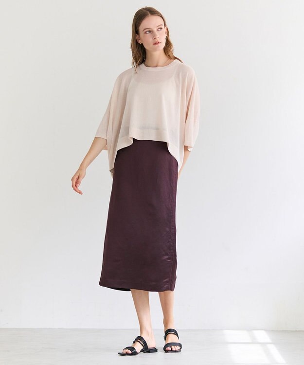 BEIGE， CASSITER / リネンブレンド サテンスカート Bordeaux