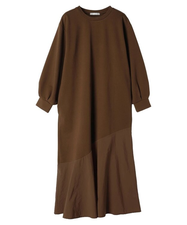Green Parks armonia．布帛切り替えポンチワンピース Brown