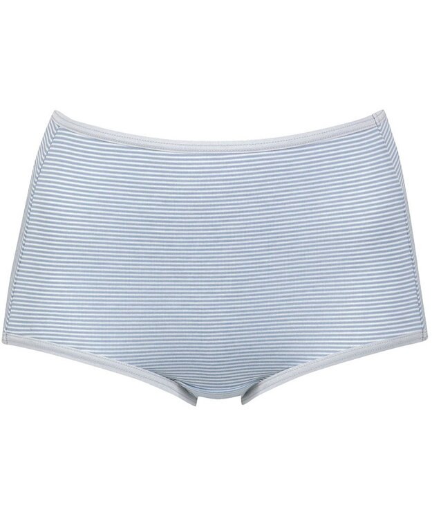 Wing ショーツ 綿混(身生地部) ここちよいフィット感 ムレにくい(身生地部) 【デイリーフィット 綿混ボーダー】 はきこみ丈ふかめ EC3650 ウイング／ワコール グレイッシュブルー