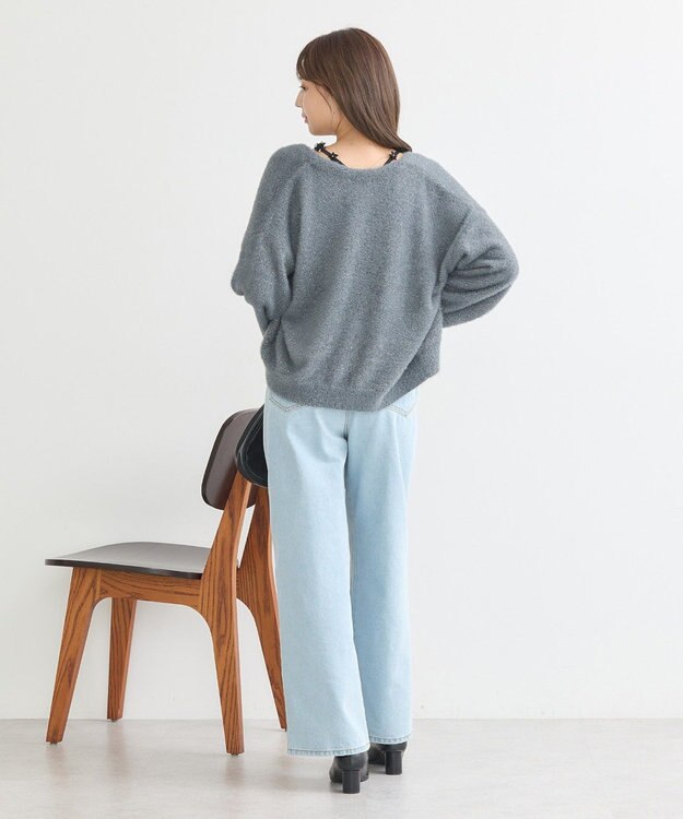 earth music&ecology ミニラメシャギーカーディガン Charcoal Gray