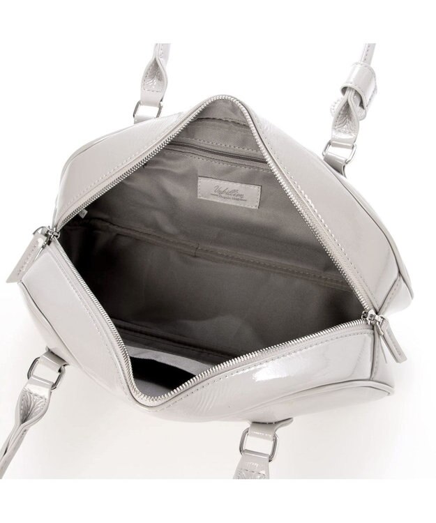 UNBILLION カシュカシュ cachecache / 横長エナメルボストン ライトグレー