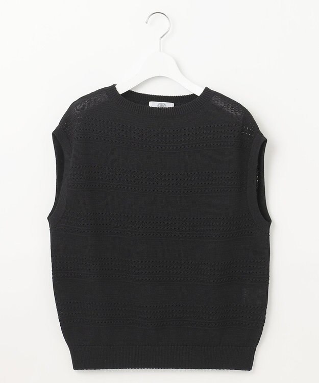 J.PRESS LADIES L 【洗える】PATTERN ニット ベスト ブラック系